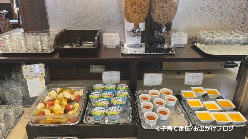 【旅行ブログ】ホテル山楽の写真：朝食ビュッフェ、デザート