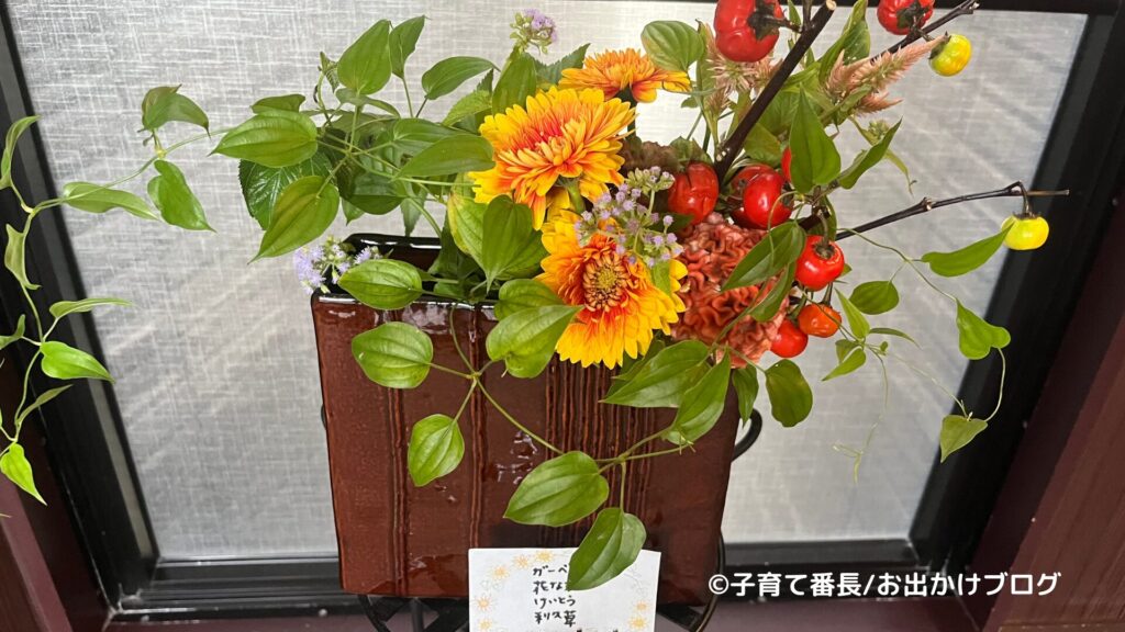 【旅行ブログ】ホテル山楽の写真：ホテル内の花