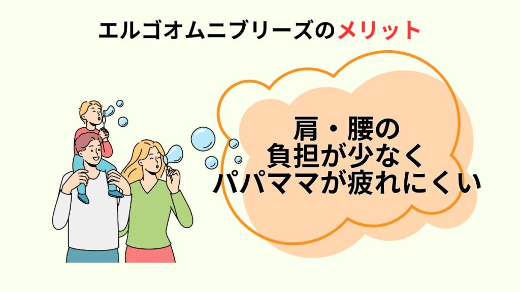 エルゴオムニブリーズのメリット⑥肩・腰の負担が少なくパパママが疲れにくい